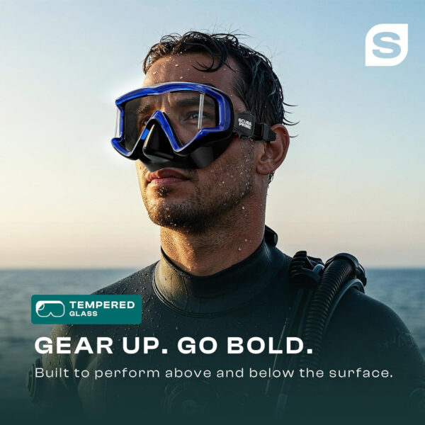 689c30d841f1970259a36288212c558d15a99f5ac4ae0f41551f7.jpg Pano 3 Scuba Diving Mask, Tempered Glass Snorkel Mask Three-Window Scuba Mask No-Leak Dive Mask Silicone Skirt Diving Mask for Snorkeling and Scuba Use