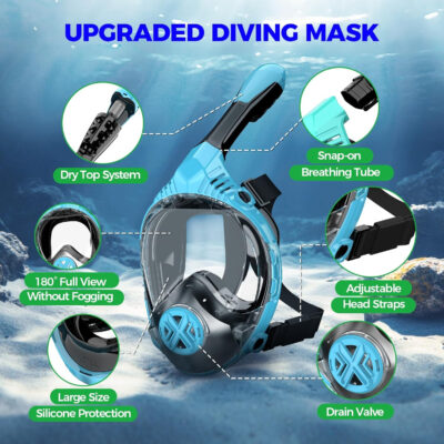 689c315137ab2984afa2713856d3513e94ae070e9581464b03eb4.jpg Full Face Snorkel Mask for Adults, Snorkeling Gear for Kids, Anti-Fog & Anti-Leak Design with 180° Panoramic View, Dry Top Breathing System, Ideal for Scuba Diving, Snorkeling