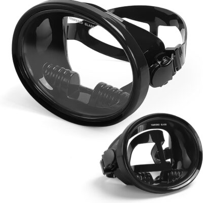 Snorkeling Gear for Adults - Anti-Fog Tempered Glass Mask, Oval Silicone Skirt for Spearfishing, Freediving & Snorkeling, Comfortable Fit, Clear Vision