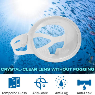 Snorkeling Gear for Adults - Anti-Fog Tempered Glass Mask, Oval Silicone Skirt for Spearfishing, Freediving & Snorkeling, Comfortable Fit, Clear Vision