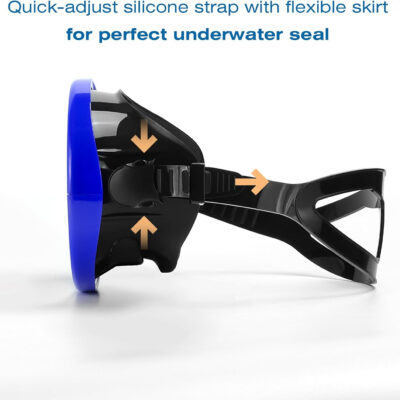 Snorkeling Gear for Adults - Anti-Fog Tempered Glass Mask, Oval Silicone Skirt for Spearfishing, Freediving & Snorkeling, Comfortable Fit, Clear Vision