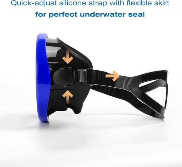 Snorkeling Gear for Adults - Anti-Fog Tempered Glass Mask, Oval Silicone Skirt for Spearfishing, Freediving & Snorkeling, Comfortable Fit, Clear Vision