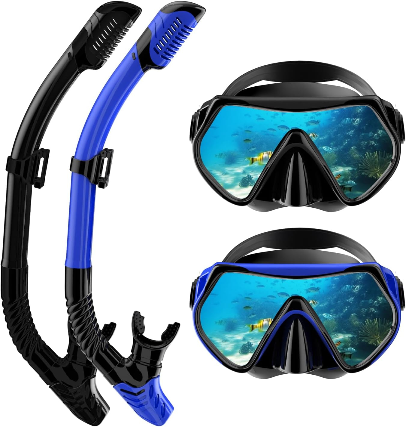 Snorkeling Gear for Adults, Dry-Top Snorkel Set Scuba Diving mask, 180°Panoramic Wide View Professional Snorkeling Gear Breathing Freely Snorkel Mask