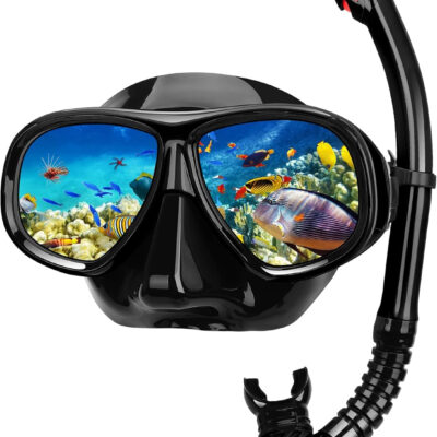 689c32da7128678a742ad28c90ec5708c273e600bfcd067f38b81.jpg Snorkeling Gear for Adults, Snorkel Mask Adult Set Wide View Scuba Mask Anti-Leak and Anti-Fog Tempered Glass Lens Dry Top Mask Nose Cover for Youth (Black)