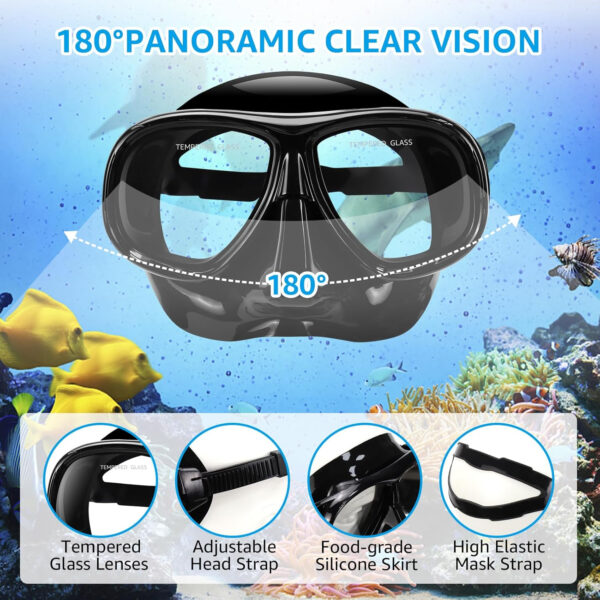 689c32dde6a7ec5bac2800173c1c8a6889bdd672368dec8b5f7d8.jpg Snorkeling Gear for Adults, Snorkel Mask Adult Set Wide View Scuba Mask Anti-Leak and Anti-Fog Tempered Glass Lens Dry Top Mask Nose Cover for Youth (Black)