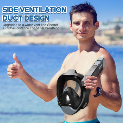 Supertrip Full Face Snorkel Mask Adults, Snorkeling Gear for Adults with Shorten Breathing Distance, Snorkel Mask for 180°Panoramic View Camera Mount Advanced Breathing System, Anti-Fog Anti-Leak