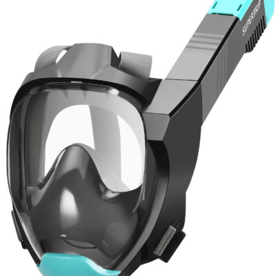 Supertrip Full Face Snorkel Mask Adults, Snorkeling Gear for Adults with Shorten Breathing Distance, Snorkel Mask for 180°Panoramic View Camera Mount Advanced Breathing System, Anti-Fog Anti-Leak
