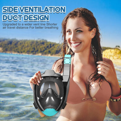 Supertrip Full Face Snorkel Mask Adults, Snorkeling Gear for Adults with Shorten Breathing Distance, Snorkel Mask for 180°Panoramic View Camera Mount Advanced Breathing System, Anti-Fog Anti-Leak