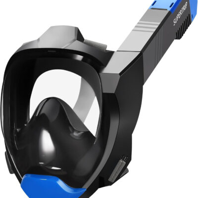 Supertrip Full Face Snorkel Mask Adults, Snorkeling Gear for Adults with Shorten Breathing Distance, Snorkel Mask for 180°Panoramic View Camera Mount Advanced Breathing System, Anti-Fog Anti-Leak