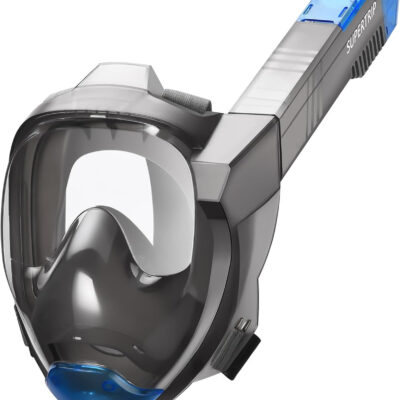 Supertrip Full Face Snorkel Mask Adults, Snorkeling Gear for Adults with Shorten Breathing Distance, Snorkel Mask for 180°Panoramic View Camera Mount Advanced Breathing System, Anti-Fog Anti-Leak