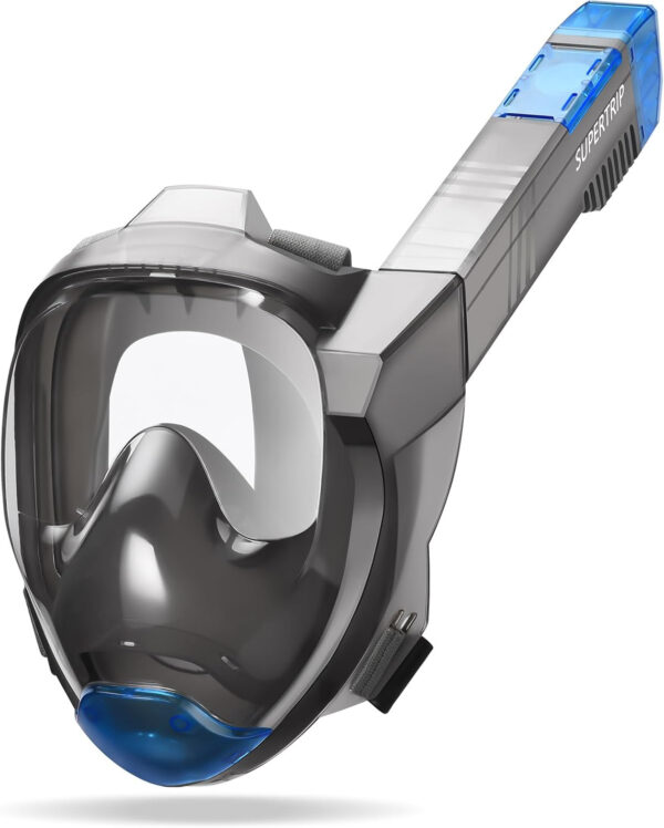 Supertrip Full Face Snorkel Mask Adults, Snorkeling Gear for Adults with Shorten Breathing Distance, Snorkel Mask for 180°Panoramic View Camera Mount Advanced Breathing System, Anti-Fog Anti-Leak