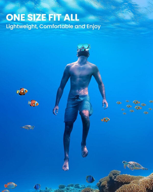 OutdoorMaster Mobula Snorkeling Gear for Adults, Diving Mask and Snorkel Set with Tempered Glass Anti-Fog, TOP Dry Snorkel for Diving Snorkeling Swimming