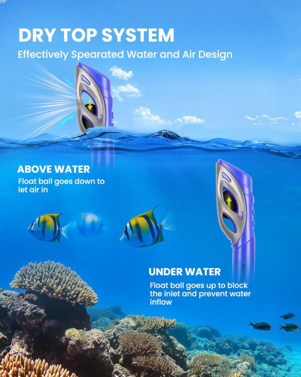 OutdoorMaster Mobula Snorkeling Gear for Adults, Diving Mask and Snorkel Set with Tempered Glass Anti-Fog, TOP Dry Snorkel for Diving Snorkeling Swimming