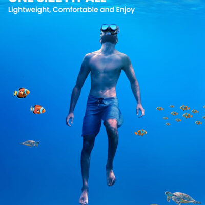 OutdoorMaster Mobula Snorkeling Gear for Adults, Diving Mask and Snorkel Set with Tempered Glass Anti-Fog, TOP Dry Snorkel for Diving Snorkeling Swimming