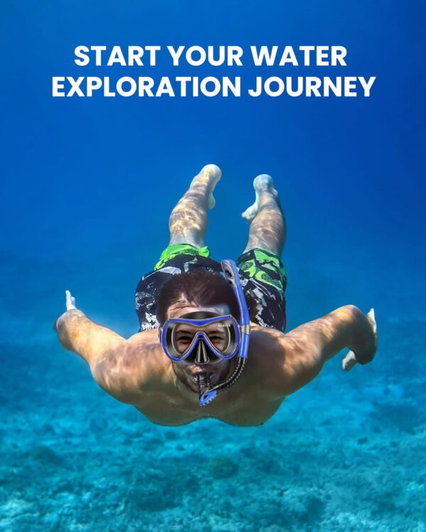 OutdoorMaster Mobula Snorkeling Gear for Adults, Diving Mask and Snorkel Set with Tempered Glass Anti-Fog, TOP Dry Snorkel for Diving Snorkeling Swimming