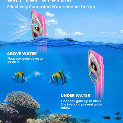 OutdoorMaster Mobula Snorkeling Gear for Adults, Diving Mask and Snorkel Set with Tempered Glass Anti-Fog, TOP Dry Snorkel for Diving Snorkeling Swimming