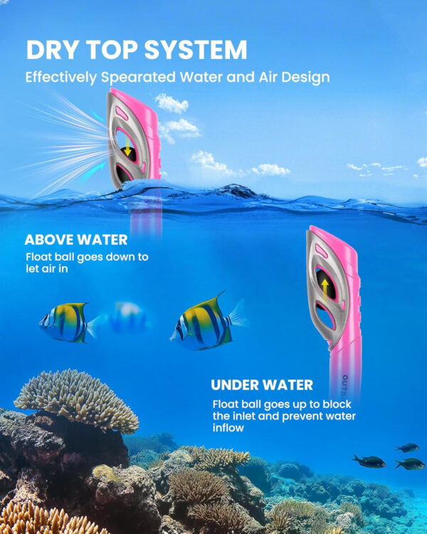 OutdoorMaster Mobula Snorkeling Gear for Adults, Diving Mask and Snorkel Set with Tempered Glass Anti-Fog, TOP Dry Snorkel for Diving Snorkeling Swimming