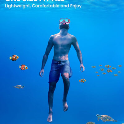 OutdoorMaster Mobula Snorkeling Gear for Adults, Diving Mask and Snorkel Set with Tempered Glass Anti-Fog, TOP Dry Snorkel for Diving Snorkeling Swimming