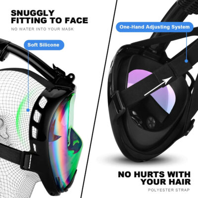 689c356e70e92bf48d0949111f81f6684d8803de686745e132553.jpg Odoland Snorkeling Packages for Adults & Youth, Full Face Snorkel Mask with Camera Mount, Adjustable Swim Fins, Mesh Bag, Anti-Fog Anti-Leak Scuba Diving Gear for Men & Women