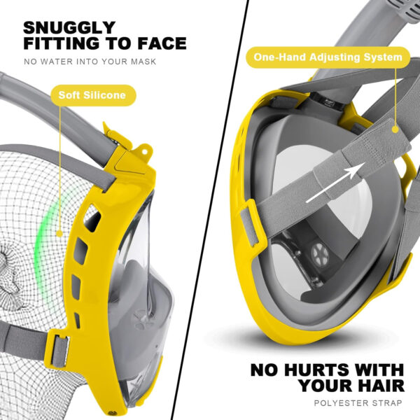 689c358a70489c38c8b975acf59b920b6c414ce404a99eea138c0.jpg Odoland Snorkeling Packages for Adults & Youth, Full Face Snorkel Mask with Camera Mount, Adjustable Swim Fins, Mesh Bag, Anti-Fog Anti-Leak Scuba Diving Gear for Men & Women
