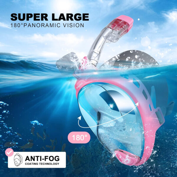 689c358f58e9286c32d62d3e01638e05af59a5cb4a5fadf58cc49.jpg Odoland Snorkeling Packages for Adults & Youth, Full Face Snorkel Mask with Camera Mount, Adjustable Swim Fins, Mesh Bag, Anti-Fog Anti-Leak Scuba Diving Gear for Men & Women