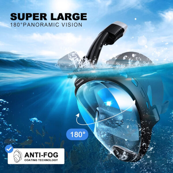 689c359d69b0506efd0c92e5a86e42fcf78984413045425ef0fb0.jpg Odoland Snorkeling Packages for Adults & Youth, Full Face Snorkel Mask with Camera Mount, Adjustable Swim Fins, Mesh Bag, Anti-Fog Anti-Leak Scuba Diving Gear for Men & Women