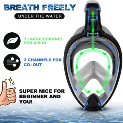 689c359f40718e66a9089eb5d3800e7a413e51011c29800378b87.jpg Odoland Snorkeling Packages for Adults & Youth, Full Face Snorkel Mask with Camera Mount, Adjustable Swim Fins, Mesh Bag, Anti-Fog Anti-Leak Scuba Diving Gear for Men & Women