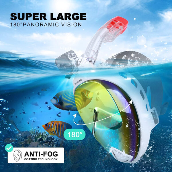 689c35ad9583b6d84747752ac863ef48f040a69d9df5aa236e7f9.jpg Odoland Snorkeling Packages for Adults & Youth, Full Face Snorkel Mask with Camera Mount, Adjustable Swim Fins, Mesh Bag, Anti-Fog Anti-Leak Scuba Diving Gear for Men & Women