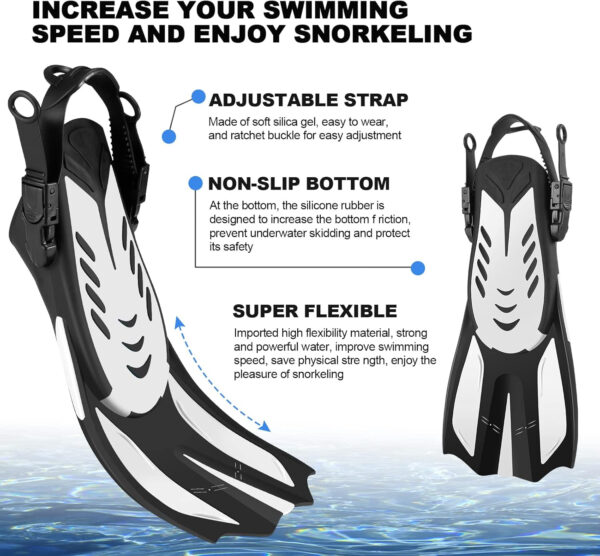 689c35b652199248e3a5e53b1f918b19a02779f348c3e1005435b.jpg Odoland Snorkeling Packages for Adults & Youth, Full Face Snorkel Mask with Camera Mount, Adjustable Swim Fins, Mesh Bag, Anti-Fog Anti-Leak Scuba Diving Gear for Men & Women