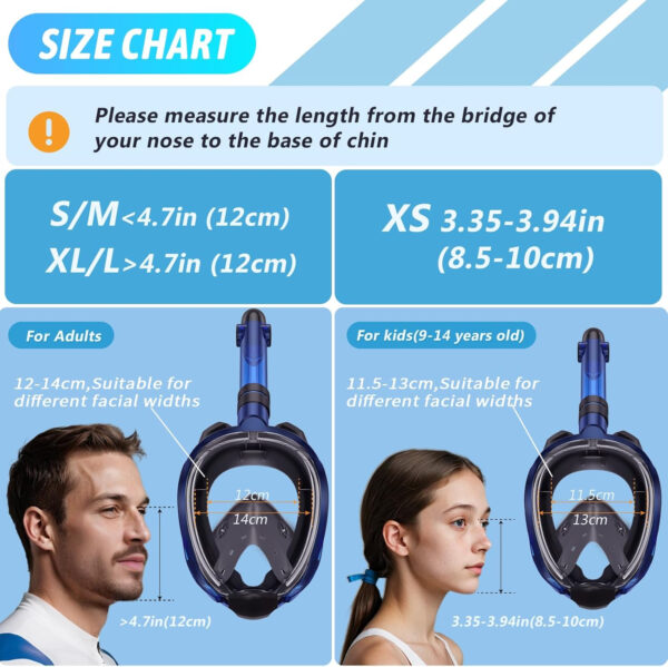 Greatever G2 Adults Kids Full Face Snorkel Mask 2 Pcs,Snorkeling Gear with Latest Dry Top System,Foldable 180 Degree Panoramic View,Safe Breathing,Anti-Leak&Anti-Fog Snorkeling Mask with Camera Mount