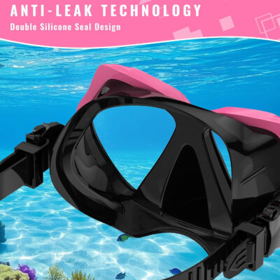 Snorkeling Gear for Adults, Snorkel Set Scuba Diving mask Dry-Top, Adult Swimming Goggles w/Nose Cover, HD Tempered Glass Panoramic Anti-Leak Anti-Fog, Travel Snorkeling Packages