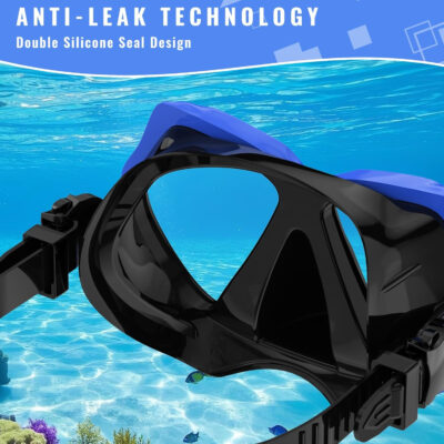 Snorkeling Gear for Adults, Snorkel Set Scuba Diving mask Dry-Top, Adult Swimming Goggles w/Nose Cover, HD Tempered Glass Panoramic Anti-Leak Anti-Fog, Travel Snorkeling Packages
