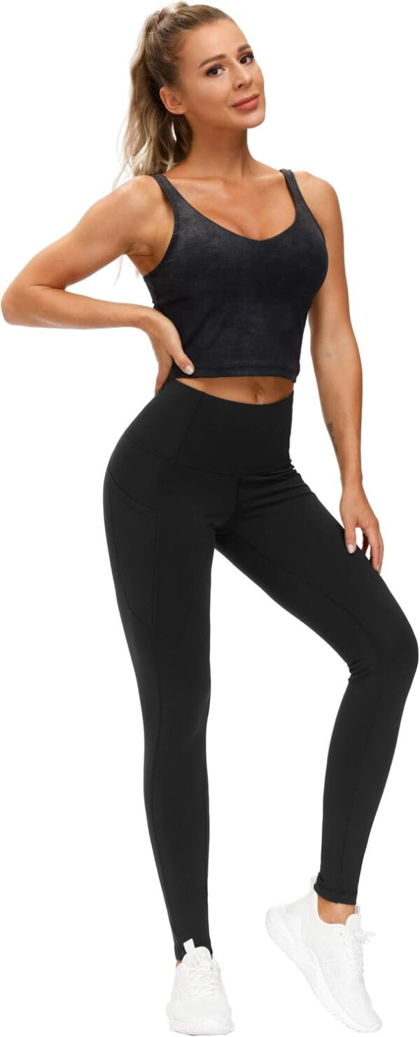 THE GYM PEOPLE Thick High Waist Yoga Pants with Pockets, Tummy Control Workout Running Yoga Leggings for Women (Medium, Black)