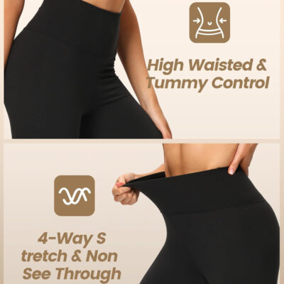 NexiEpoch 4 Pack Leggings for Women - High Waisted Tummy Control Soft Black Capri Yoga Pants with Pockets for Workout