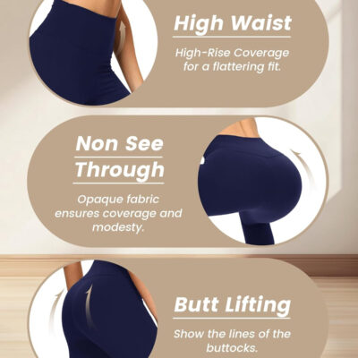 NexiEpoch 4 Pack Leggings for Women - High Waisted Tummy Control Soft Black Capri Yoga Pants with Pockets for Workout