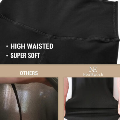 NexiEpoch 4 Pack Leggings for Women - High Waisted Tummy Control Soft Black Capri Yoga Pants with Pockets for Workout