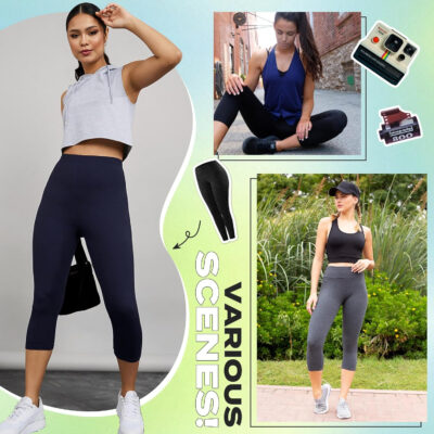 NexiEpoch 4 Pack Leggings for Women - High Waisted Tummy Control Soft Black Capri Yoga Pants with Pockets for Workout