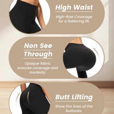 NexiEpoch 4 Pack Leggings for Women - High Waisted Tummy Control Soft Black Capri Yoga Pants with Pockets for Workout