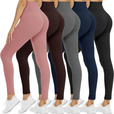 NexiEpoch 4 Pack Leggings for Women - High Waisted Tummy Control Soft Black Capri Yoga Pants with Pockets for Workout