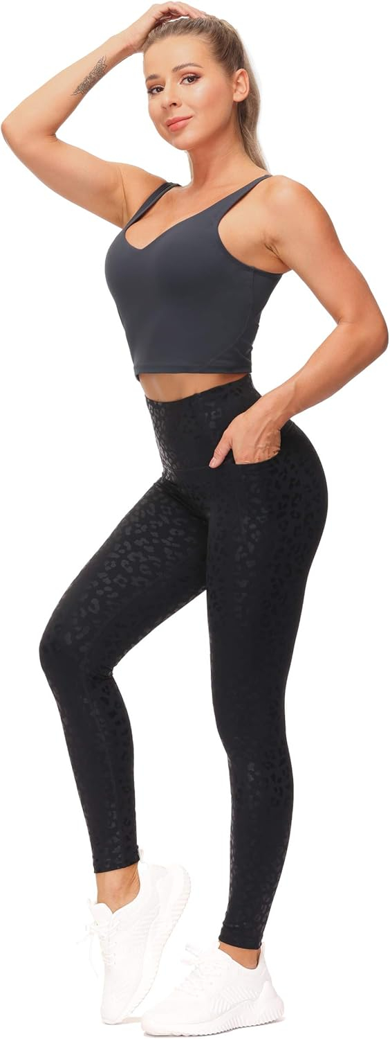 THE GYM PEOPLE Tummy Control Workout Leggings with Pockets High Waist Athletic Yoga Pants for Women Running, Fitness