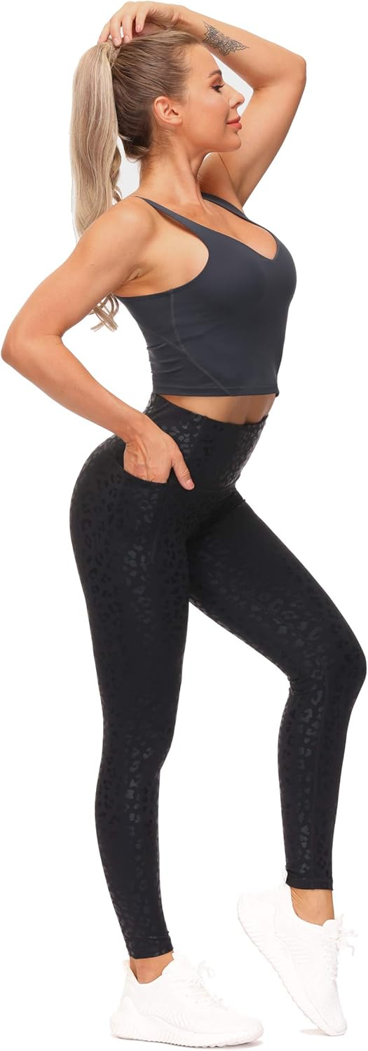 THE GYM PEOPLE Tummy Control Workout Leggings with Pockets High Waist Athletic Yoga Pants for Women Running, Fitness