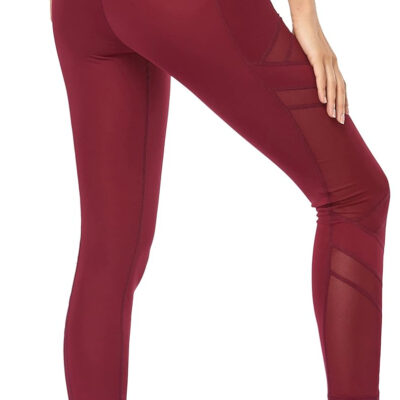 Women's Mesh High Waist Leggings Yoga Pants with Pockets Tummy Control 4 Way Stretch Workout Yoga Leggings