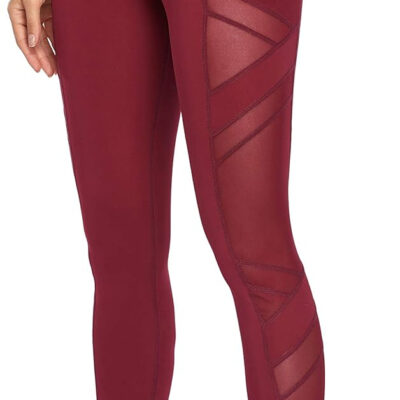 Women's Mesh High Waist Leggings Yoga Pants with Pockets Tummy Control 4 Way Stretch Workout Yoga Leggings