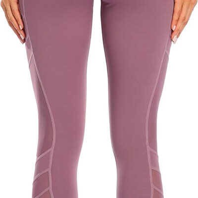 Women's Mesh High Waist Leggings Yoga Pants with Pockets Tummy Control 4 Way Stretch Workout Yoga Leggings