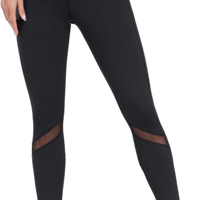 Women's Mesh High Waist Leggings Yoga Pants with Pockets Tummy Control 4 Way Stretch Workout Yoga Leggings