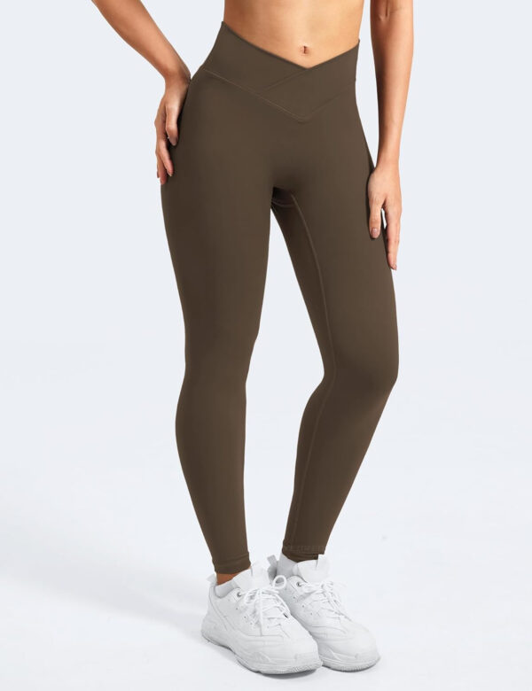 YEOREO Leggings for Women Hidden Scrunch High Waisted Yoga Pants V Cross Tummy Control Craze Compression Workout