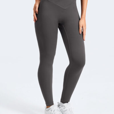 YEOREO Leggings for Women Hidden Scrunch High Waisted Yoga Pants V Cross Tummy Control Craze Compression Workout