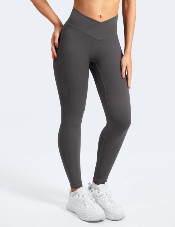 YEOREO Leggings for Women Hidden Scrunch High Waisted Yoga Pants V Cross Tummy Control Craze Compression Workout