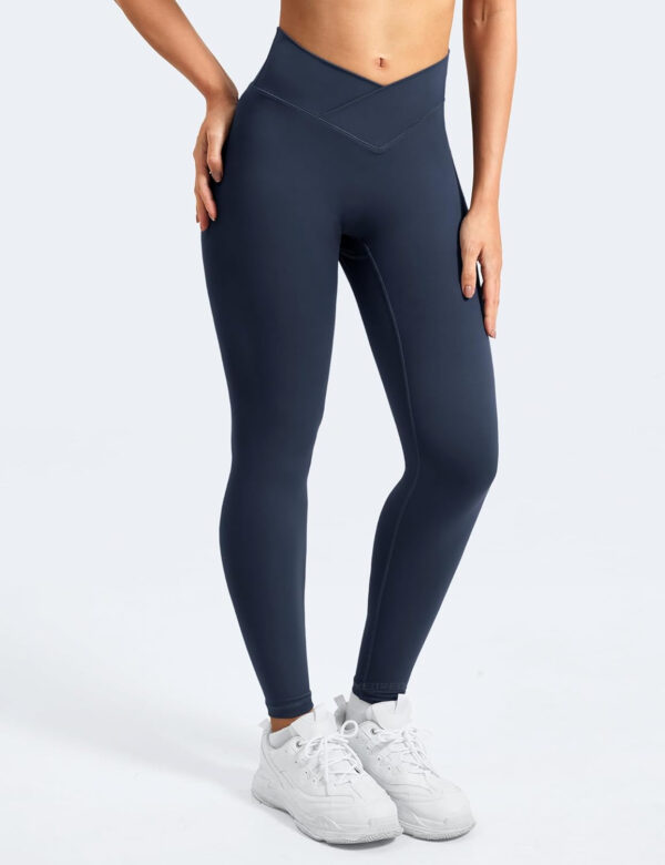 YEOREO Leggings for Women Hidden Scrunch High Waisted Yoga Pants V Cross Tummy Control Craze Compression Workout