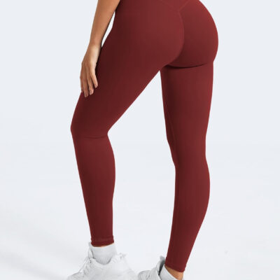 YEOREO Leggings for Women Hidden Scrunch High Waisted Yoga Pants V Cross Tummy Control Craze Compression Workout